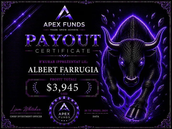 Payout Certificate — Albert Farrugia — $3,945