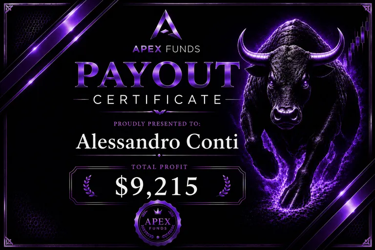 ApexFunds Payout Certificate — Alessandro Conti — $9,215