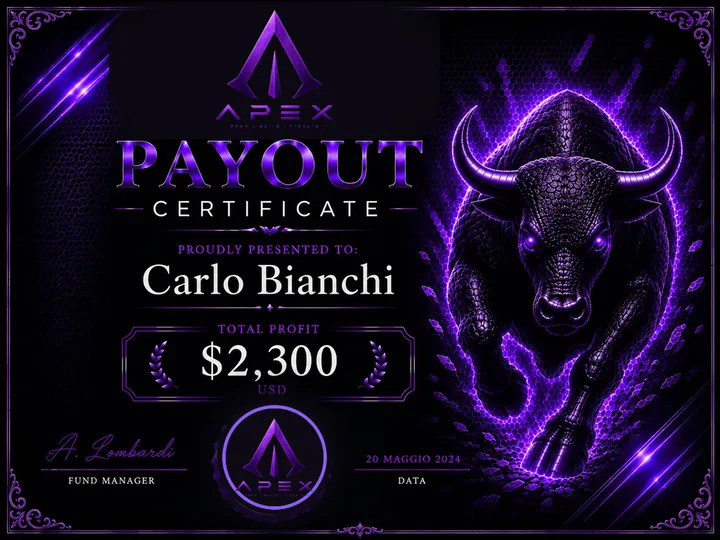 Payout Certificate — Carlo Bianchi — $2,300