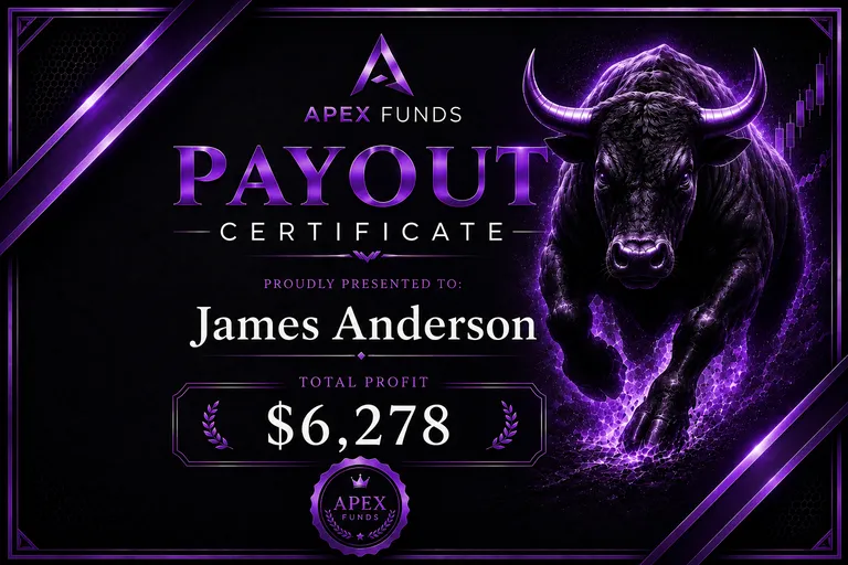 ApexFunds Payout Certificate — James Anderson — $6,278