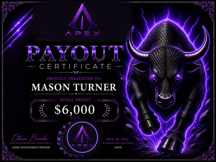 Payout Certificate — Mason Turner — $6,000