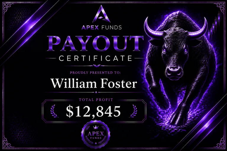 ApexFunds Payout Certificate — William Foster — $12,845
